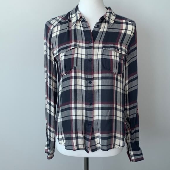 PAIGE Maya Plaid Button Down Flannel Shirt Sz S - Picture 1 of 8